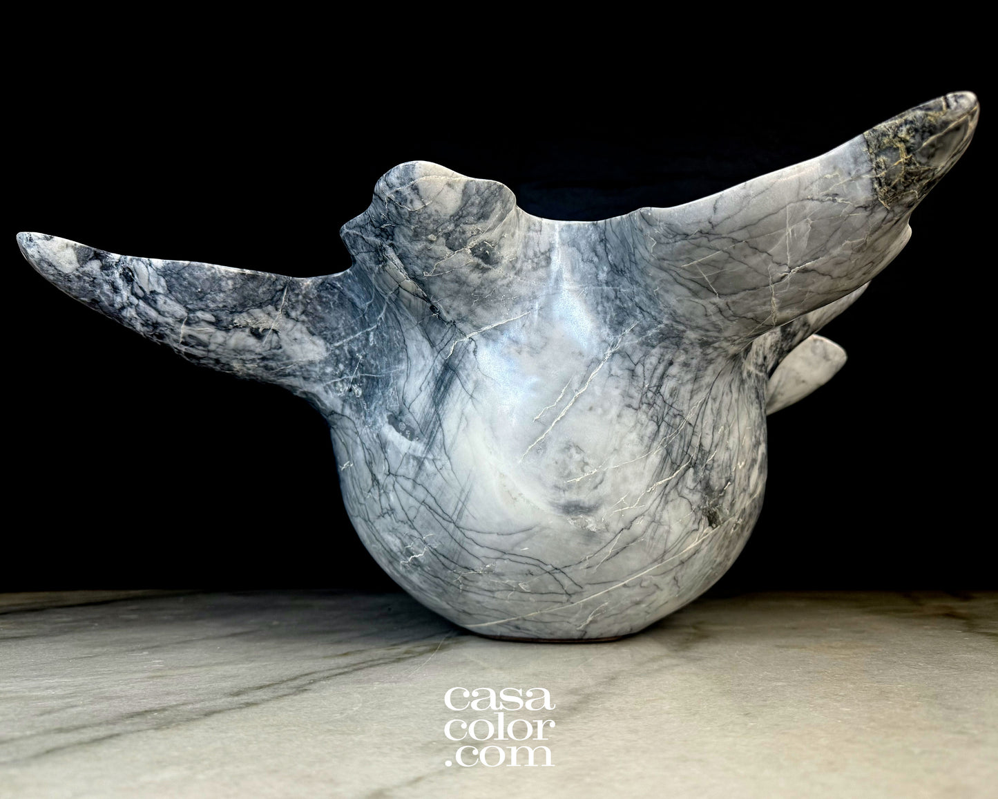 Deep Black and White Onyx Bowl