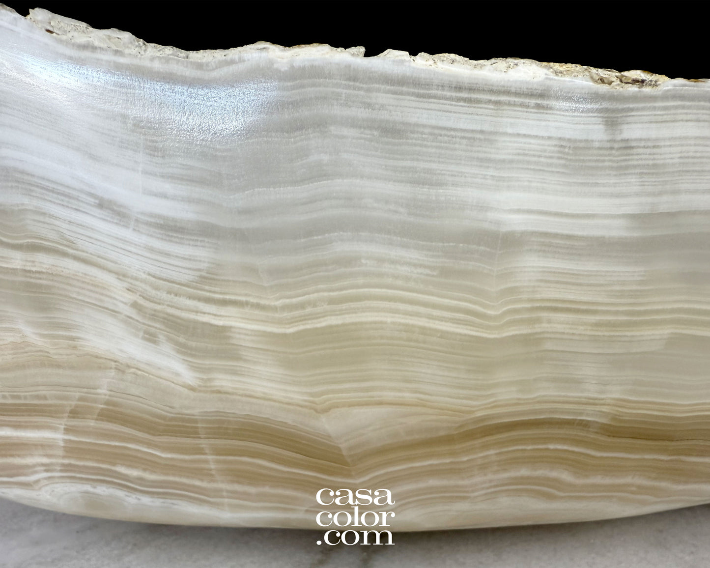 Large White Onyx Nacar Bowl, One Carved Single Piece of Stone.