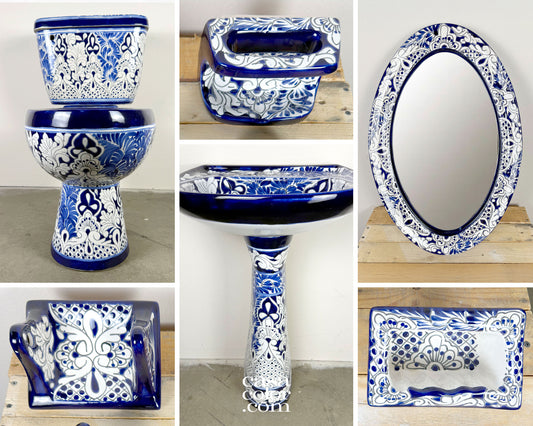 13 Piece Talavera hand painted Blue/White Bathroom Fixture Home Decor FREE SHIPPING. (Copy)