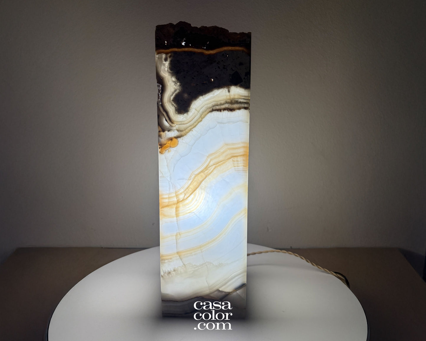 White caramel onyx lamp
