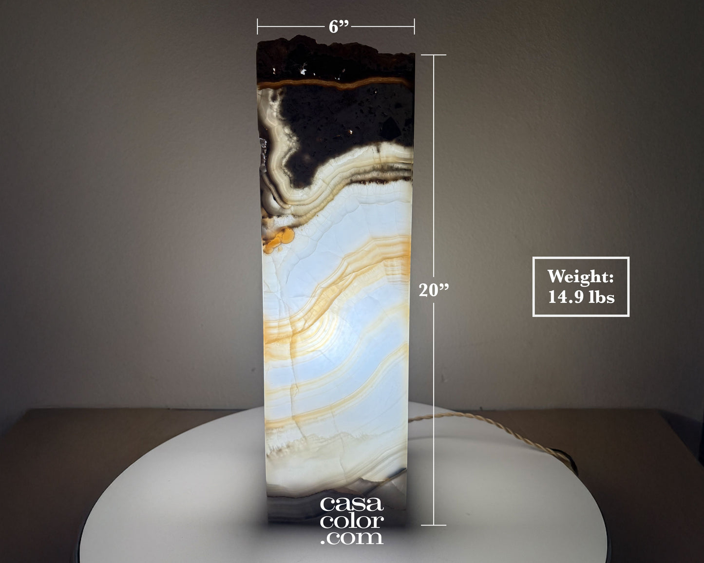 White Caramel Onyx Lamp 20"