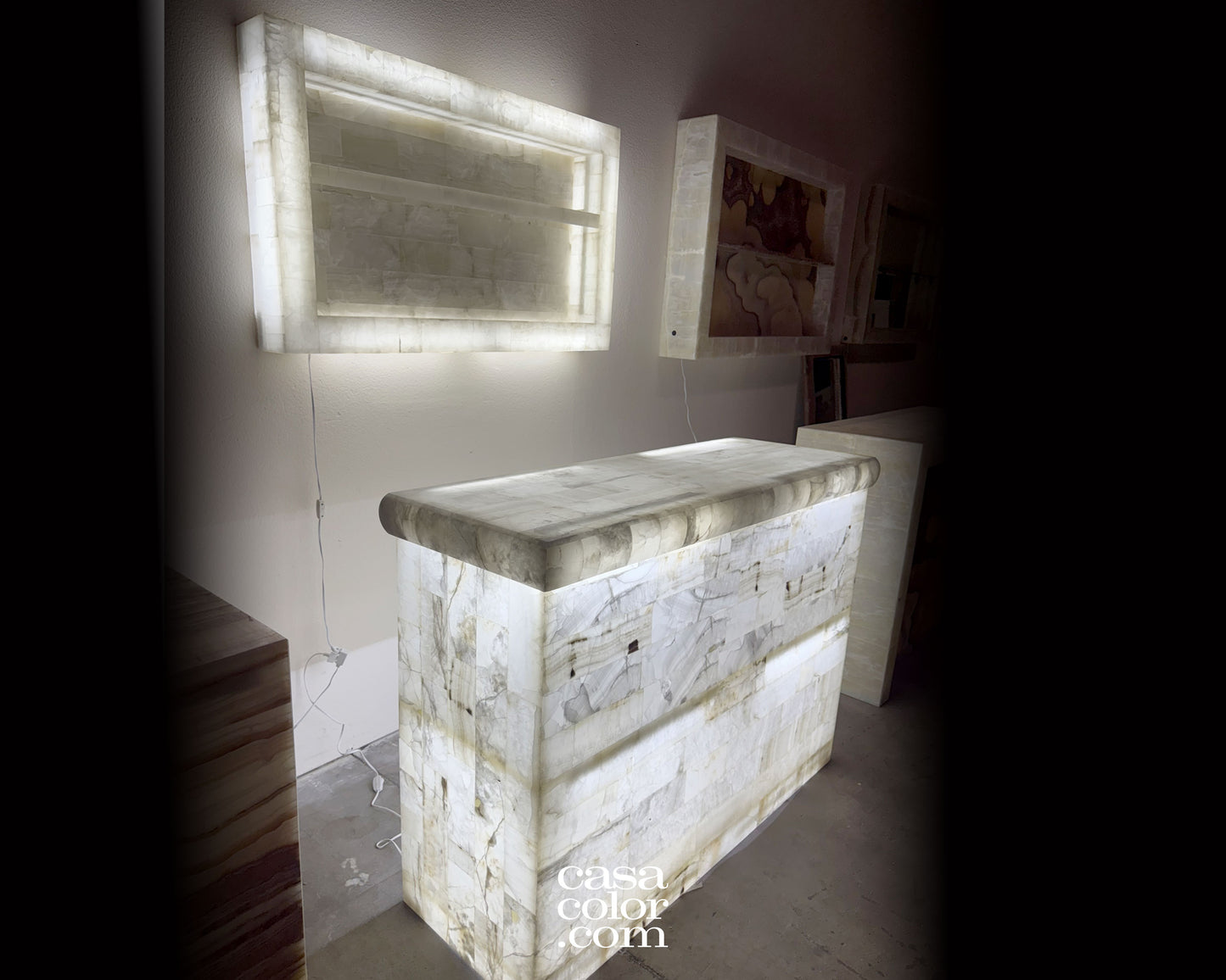 Large White Onyx Mosaic Bar