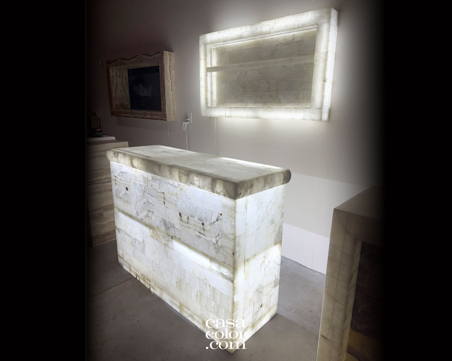 Large White Onyx Mosaic Bar