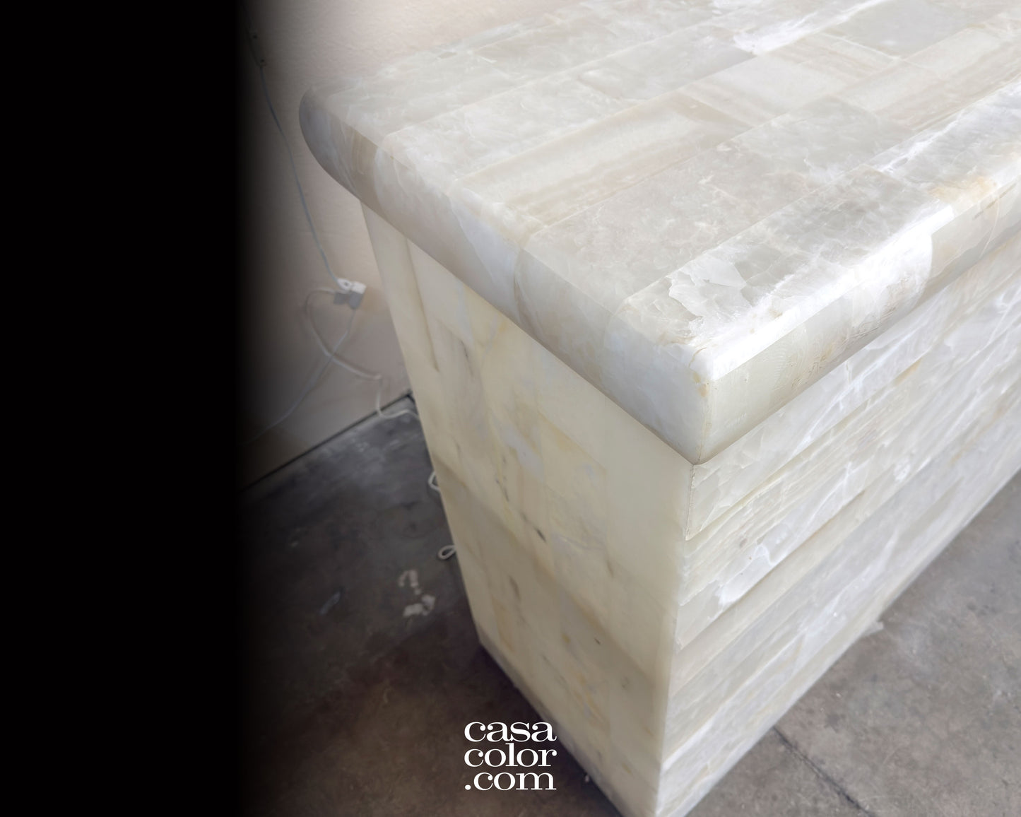 Large White Onyx Mosaic Bar