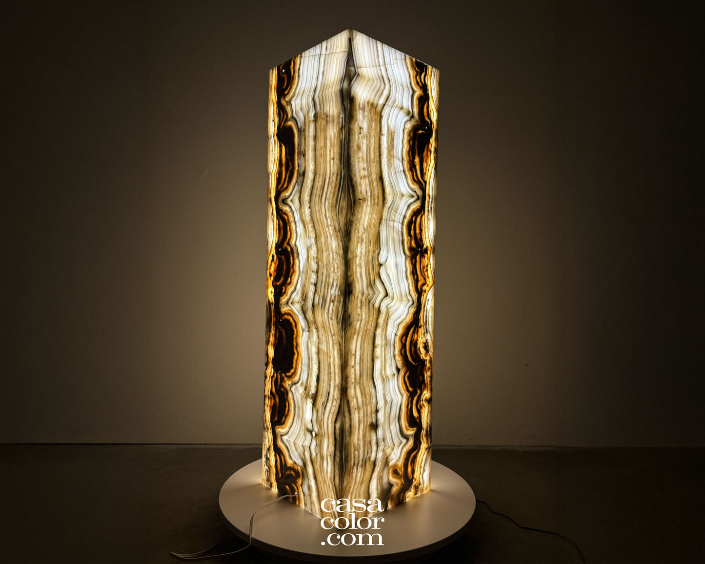 Magnificent Unique Set of Three Fiery Onyx Light Towers