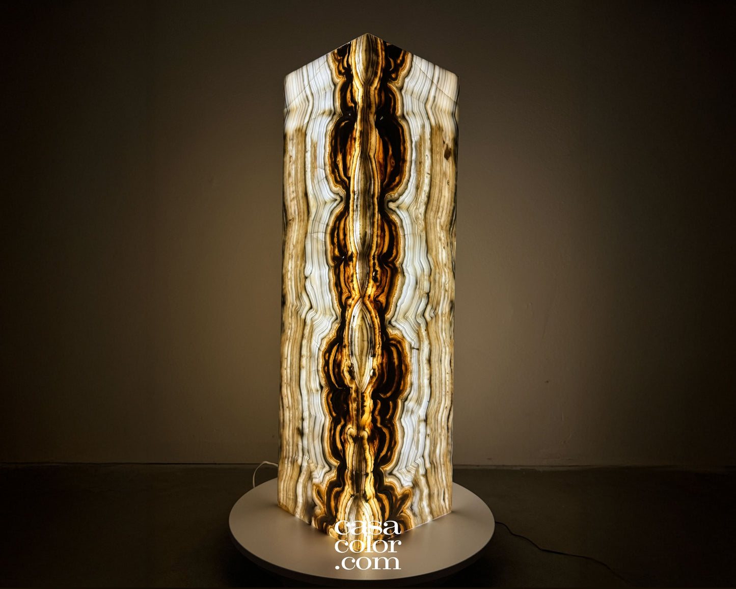 Magnificent Unique Set of Three Fiery Onyx Light Towers