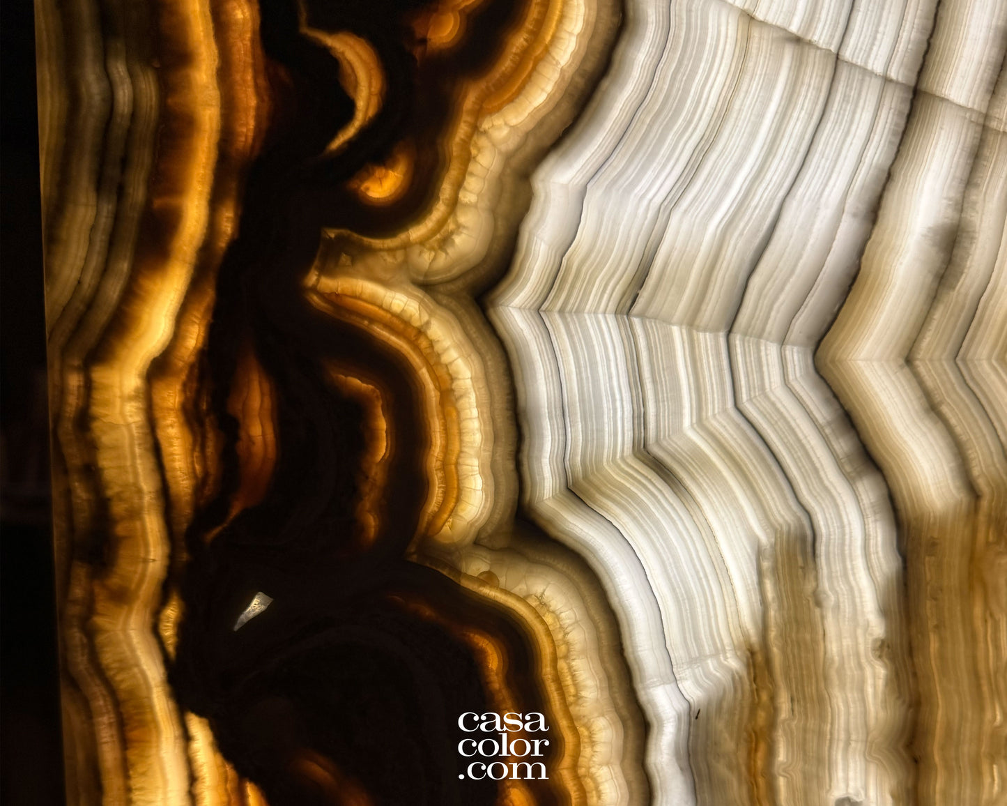 Magnificent Unique Set of Three Fiery Onyx Light Towers