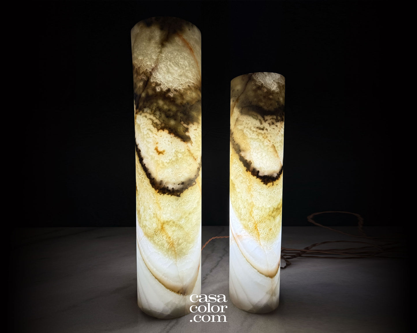 Onyx cylinder set of lamps