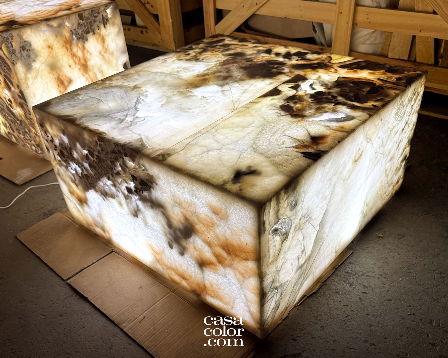 Large White Onyx Center Coffee Table