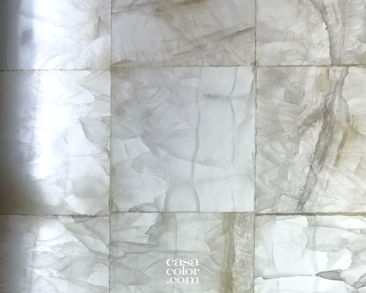 Tall White Onyx Mosaic Light Tower 60.5"