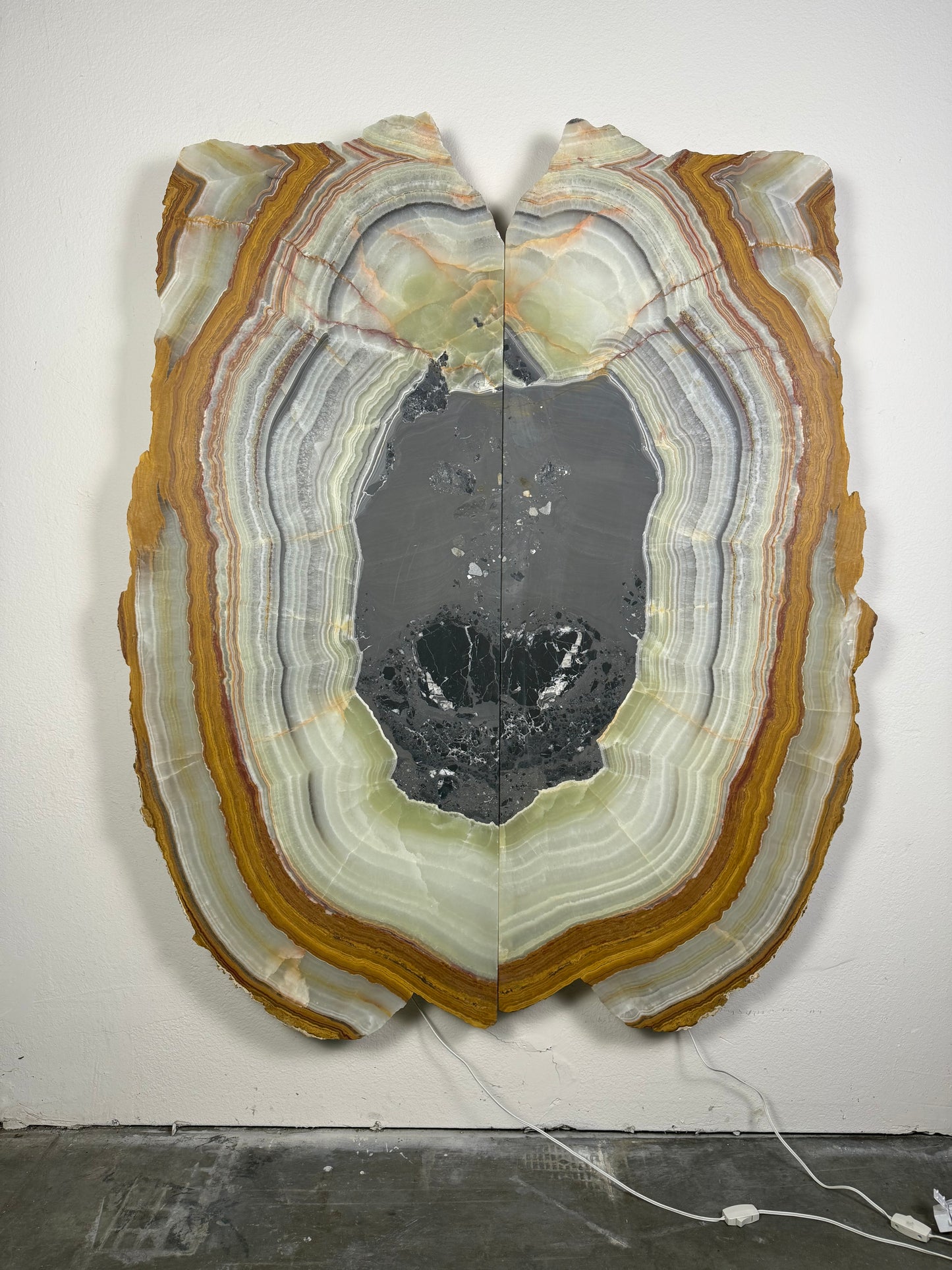 Two-Piece Onyx Stone Backlit Art Piece Wall Decor