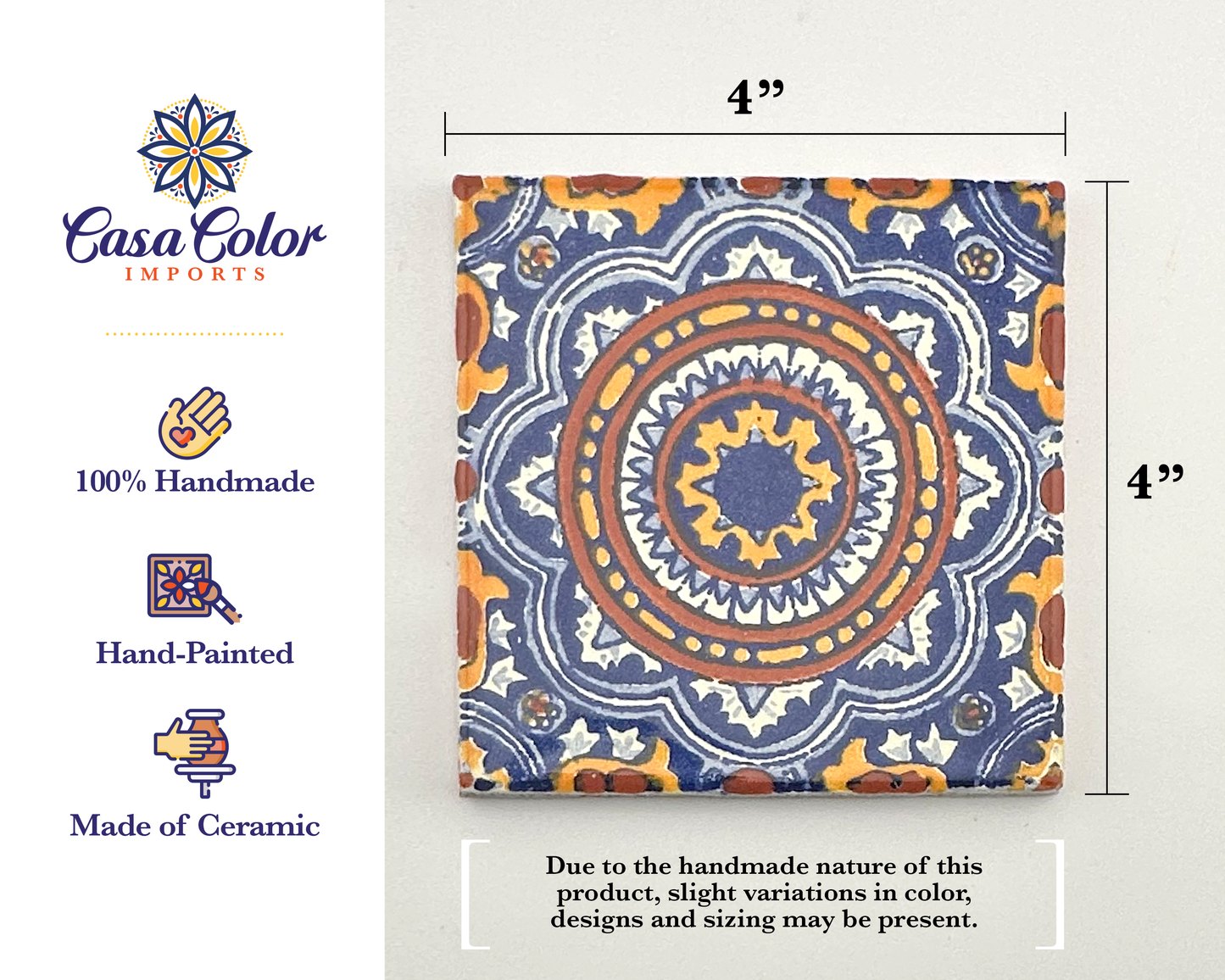 25 Decorative Talavera tiles.  Azul Celestial, Mediterranean style. 4X4