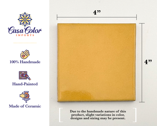 50 Glossy Mustard Decorative Hand painted  Tiles. 4X4.