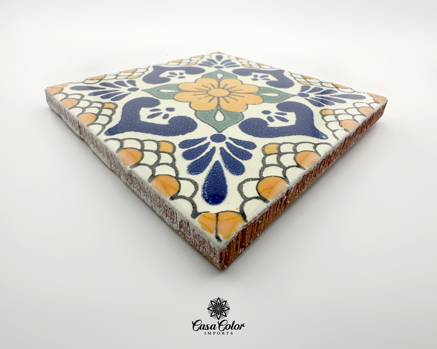 25 Decorative Talavera Tile. Yellow Flower Style 4x4.