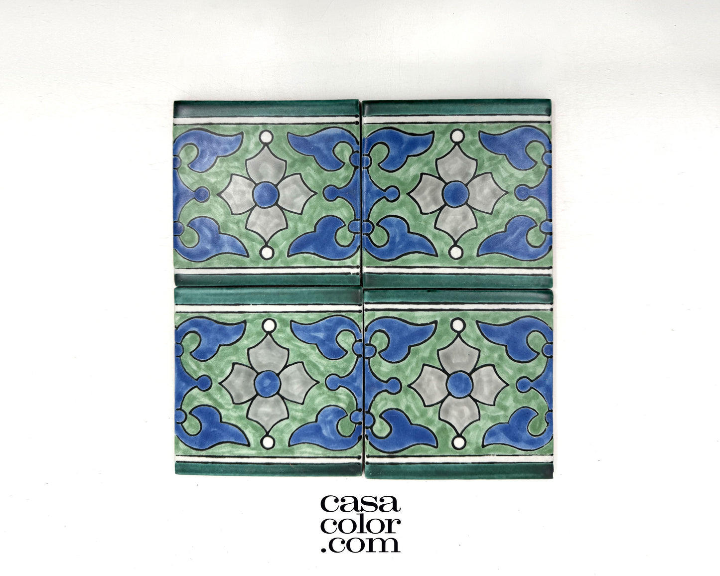 Mexican Talavera Hand Brush Tile 4X4 White Flower