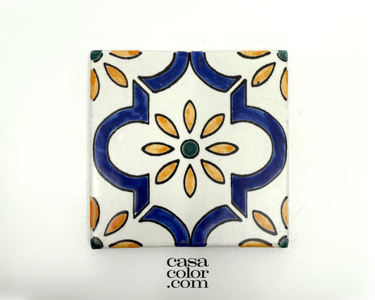 Mexican Talavera Hand Brush Tile 4x4 Beach Style