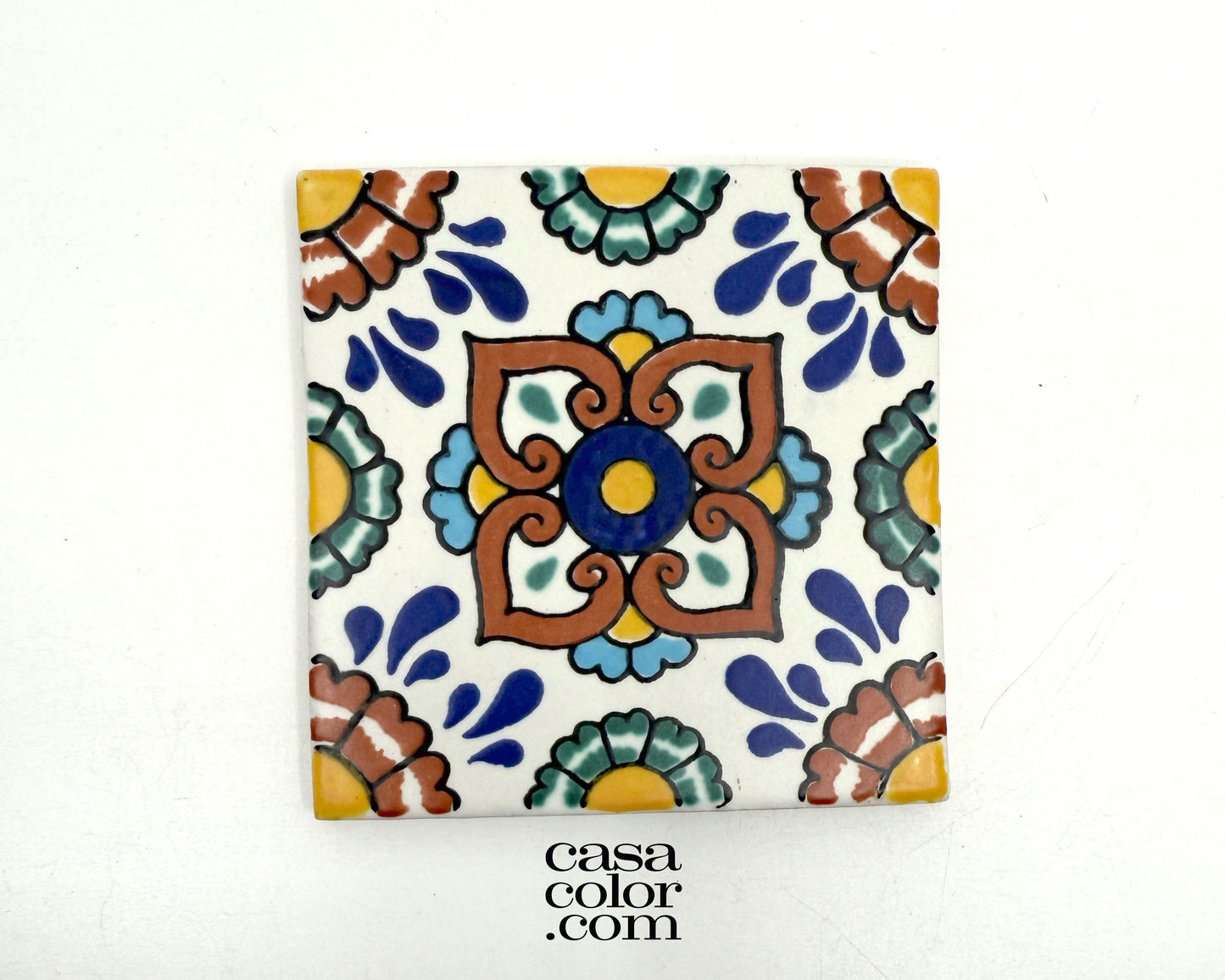 Very White Background Matte Finish 25 Decorative Talavera Tile, Colorful Style 4X4