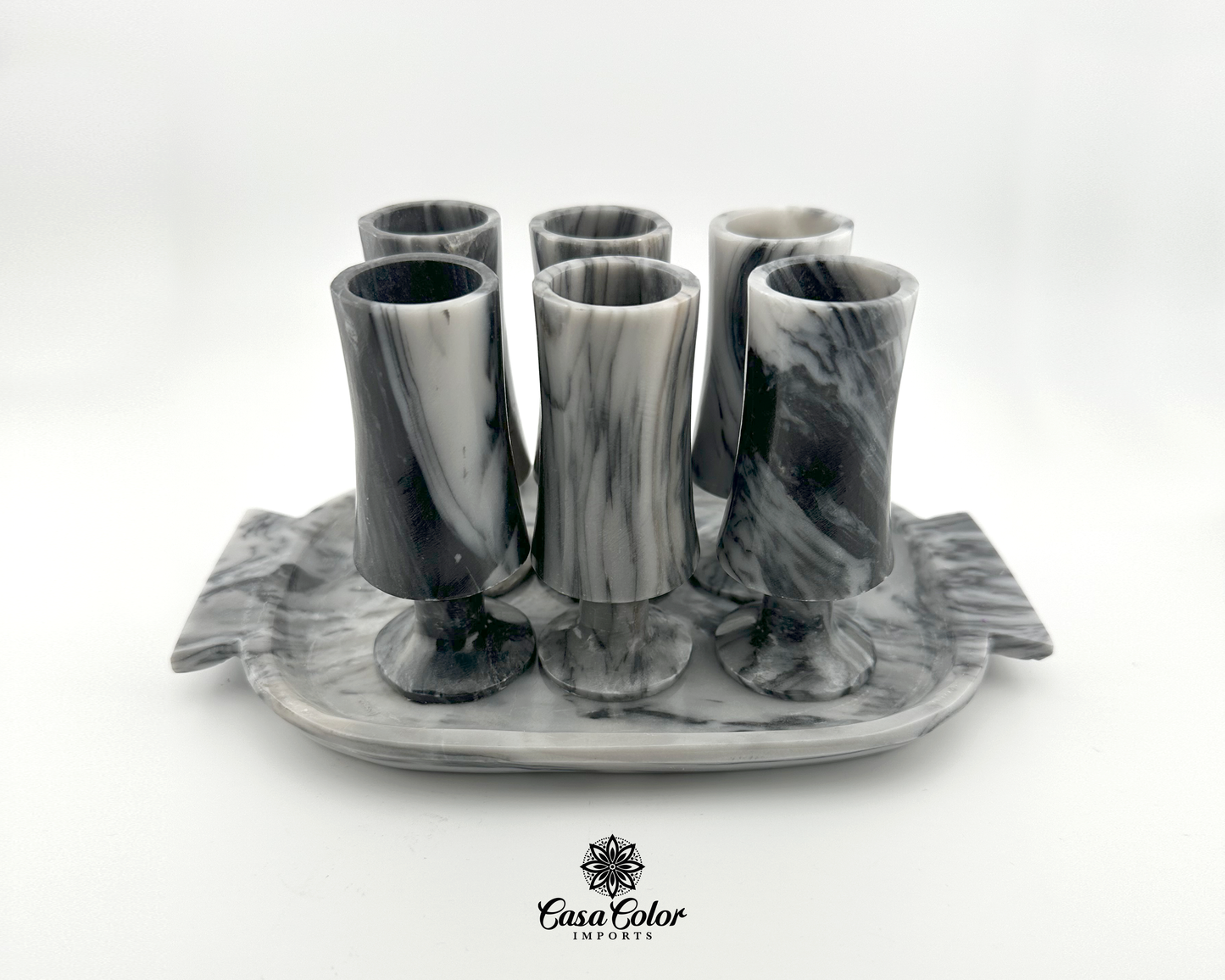 Elegant Black and White Onyx perfect for Espresso, Tequila and Mezcal shots. Set of six! A Must have!!