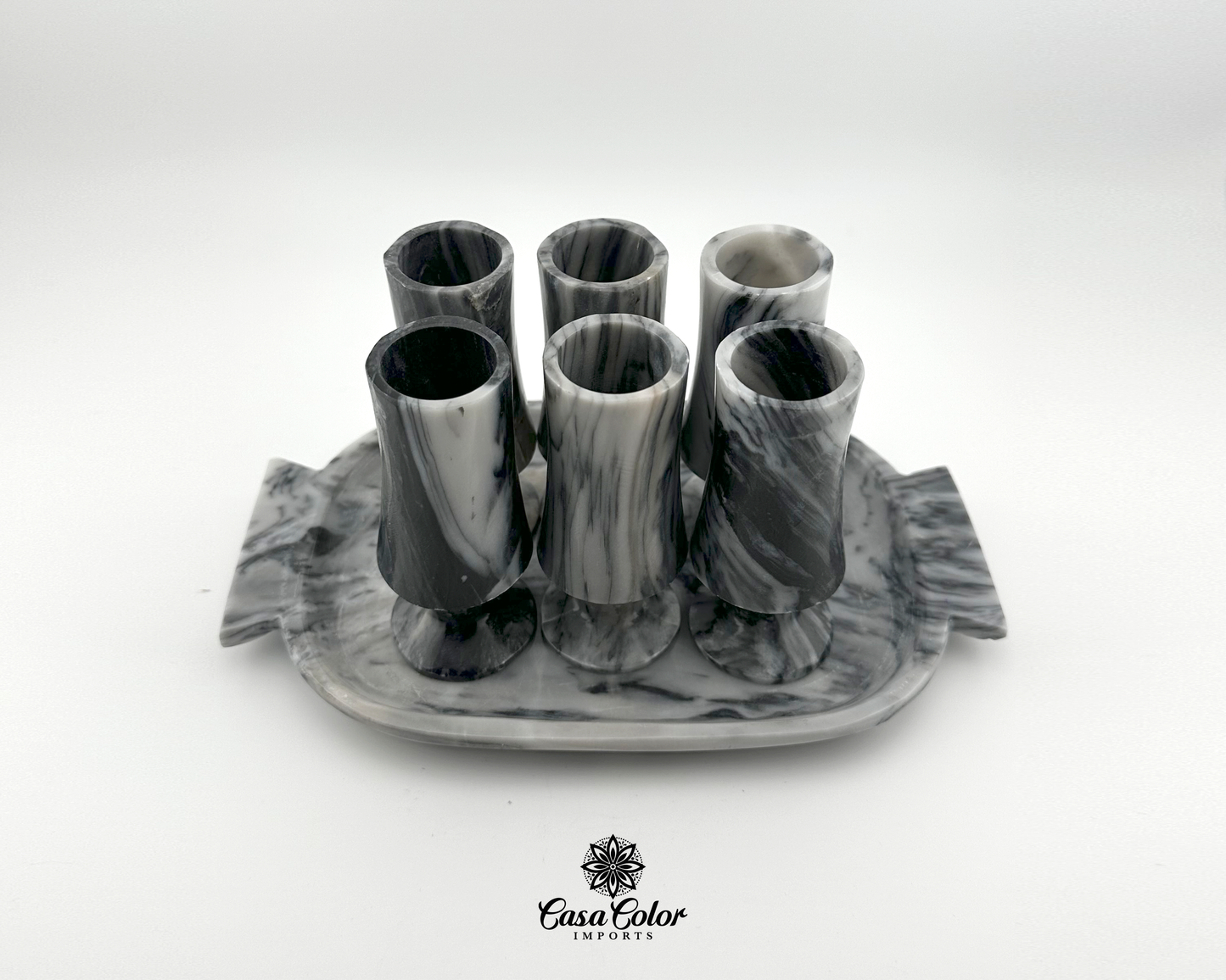 Elegant Black and White Onyx perfect for Espresso, Tequila and Mezcal shots. Set of six! A Must have!!